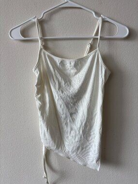 B White Ruched Side Tank Size Small NWT